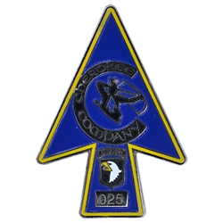 Cherokee, 1st Battalion, 26th Infantry Battalion, "Blue Spaders" (♥), 1 11/16" X 2 7/16"