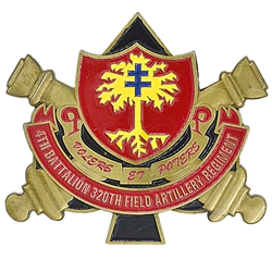 4th Battalion, 320th Field Artillery Regiment "Guns Of Glory", 3" X 2 5/8"