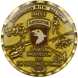 101st Airborne Division (Air Assault), 2003 Combat Coin, Type 5, Red, White and Blue Flag