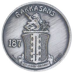 187th Infantry Regiment "Rakkasans", Silver, Edge: 0580, 1 1/2"